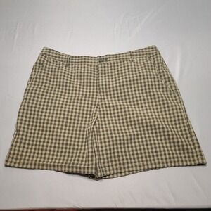 White Stag Shorts Womens 16 Green Gingham Plaid Cotton Relaxed Fit W5384100L